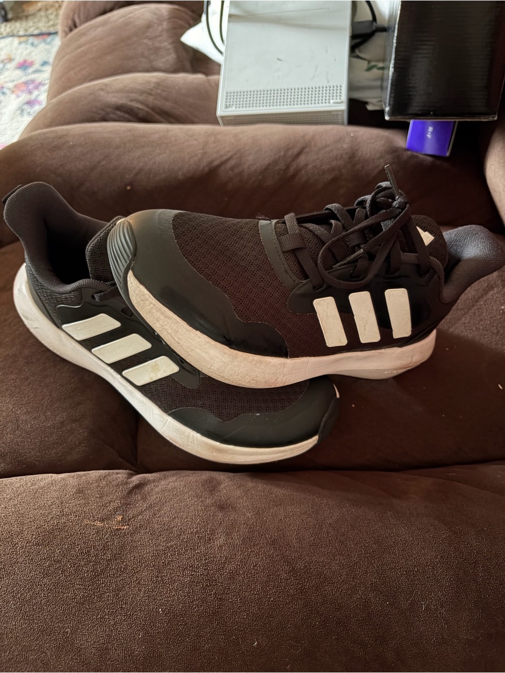 Adidas black white boys youth size 5.5 sneakers